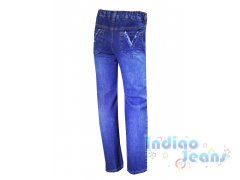 Практичные прямые джинсы на резинке, для девочек, арт. Д011-S.