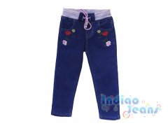 Утепленные джинсы на мягкой резинке, для девочек, арт. I33937.