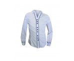 Стильная белая блузка с синими пуговицами, арт. 599563-1.