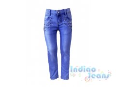 Облегченные джинсы с металлическими бусинами, арт. I33053.
