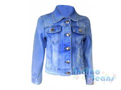 Стильная рваная джинсовая куртка для девочек, арт. I33564.