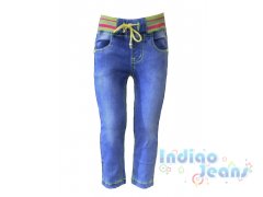 Голубые облегченные джинсы на резинке, для девочек, арт. I33686.