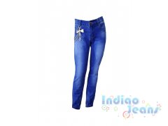 Зауженные джинсы для девочек, цепочка в комплекте, арт. I33564.