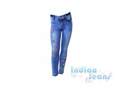 Облегченные голубые джинсы для девочек, арт. I31453.