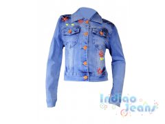 Голубая джинсовая куртка для девочек, арт. I31453-8.