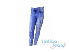 Облегченные рваные джинсы для девочек, арт. I33094.