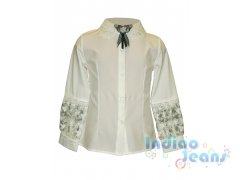 Нежная молочная блузка с кружевными рукавами, арт. 464-1.