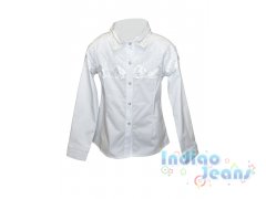 Белая блузка с кружевной отделкой, арт. L067.