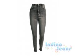 Модные серо-черные джинсы с завышенной талией, для девочек, арт. I34659.