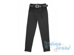 Черные брюки - момы для девочек, ремень в комплекте, арт. А20040.
