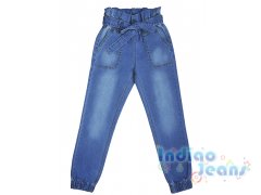 Голубые джинсы-джоггеры для девочек, арт. I34691.
