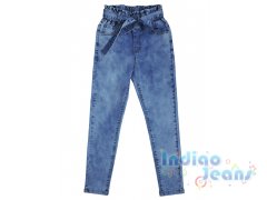 Облегченные джинсы на резинке, для девочек, арт. I34697.