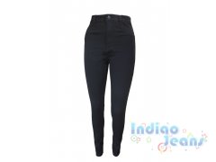 Черные джинсы с завышенной талией, для девочек, арт. I34438.