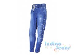 Стильные джинсы-момы с жемчугом, для девочек, арт. I34541.