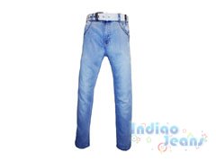 Стильные светлые джинсы-стрейч для мальчиков, ремень в комплекте, арт. М7178.