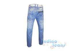 Стильные облегченные светлые джинсы для мальчиков, ремень в комплекте, арт. М 7063.