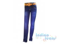 Модные джинсы-стрейч для девочек, ремень в комплекте, арт. I8266.