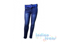 Зауженные джинсы для девочек, ремень в комплекте, арт. I6166.