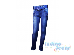 Мягкие зауженные джинсы-стрейч для девочек, арт. I8108.