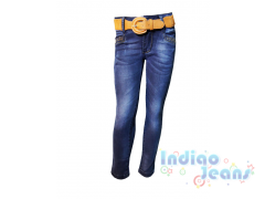 Ультроамодные джинсы для девочек, ремень в комплекте, арт. I8016.