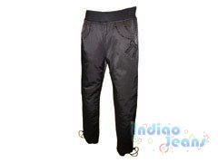 Практичные брюки из плащевой ткани на резинке, подклад - флис, арт. Е11599-1.