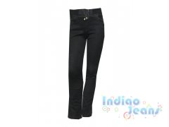 Черные утепленные джинсы для девочек на мягкой резинке, арт. I5908.