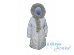 Элегантное зимнее пальто для девочек, наполнитель - холлофайбер, арт. В122-93М.