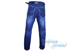 Синие утепленные джинсы модной варки, арт. М7295.
