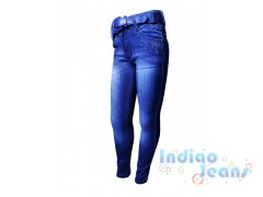 Зауженные джинсы-стрейч для девочек, ремень в комплекте, арт. I8178.