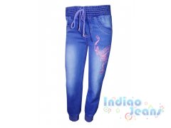 Стильные джинсы для девочек, снизу резинки, арт. F858.