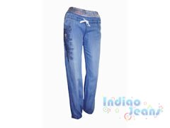 Облегченные летние джинсы с отделкой стразами, арт. I9515.