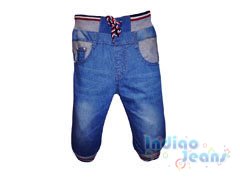 Стильные джинсы с резинками снизу для мальчиков, арт. BY8036.