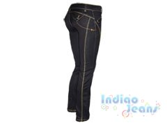 Черные джинсы стрейч с контрастной отстрочкой, арт. I2748.