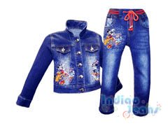 Ультрамодный джинсовый костюм с яркой вышивкой, арт. ТК340/3А1407-4. Ультрамодный джинсовый костюм с яркой вышивкой, арт. ТК340/3А1407-4.