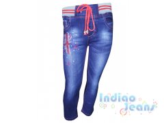 Стильные джинсы на резинке для девочек, арт. I30020.