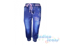 Утепленные джинсы на резинке для девочек, арт. F1106.