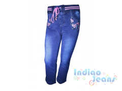 Утепленные джинсы на резинке для девочек, арт. I9883.