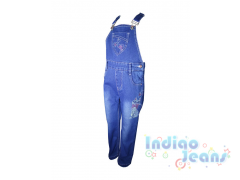 Утепленный джинсовый полукомбинезон для девочек, арт. I30434.