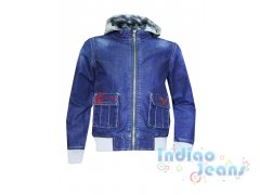 Стильная джинсовая куртка для мальчиков, съемный капюшон, арт. М11404-8.