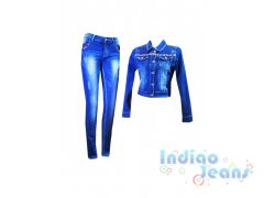 Стильный джинсовый костюм для девочек, арт. I32195/I32407-8.