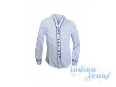 Стильная белая блузка с синими пуговицами, арт. 599563.