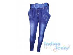 Ультрамодные джинсы-галифе для девочек, ремень в комплекте, арт. I6335.