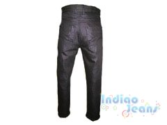Черные джинсы-стрейч для мальчиков, ремень в комплекте, арт. AN050.