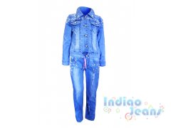 Ультрамодный джинсовый костюм с россыпью из жемчуга, арт. I33053-8/I33053.
