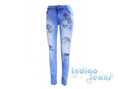 Яркие ультрамодные джинсы-стрейч для девочек, арт. I32343.