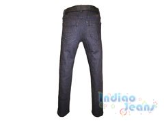 Школьные брюки темно-синего цвета, ремень в комплекте, арт. AN072.