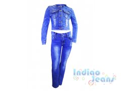 Интересный джинсовый костюм,с выбитым рисунком на спине, для девочек, арт. I31522-8/I31522.