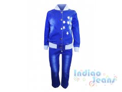 Интересный джинсовый костюм с принтом - звезды,  для девочек, арт. I33202-8/I33202.
