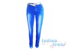 Голубые джинсы - стрейч для девочек, арт. I33121.