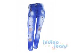 Ультрамодные джинсы для девочек, с дырками и стразами, арт. I32372.